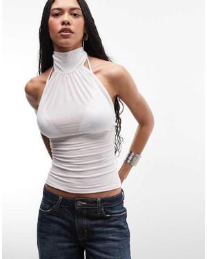 Weekday Halterneck Top With Open Back - White