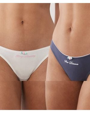 Cotton On 90s Rib Graphic Thong - Blue