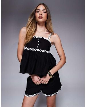 River Island Daisy Trim Cami Top - Black