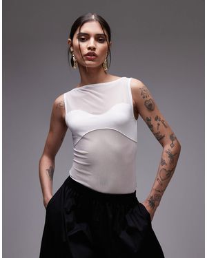ASOS Mesh Panel Fabric Mix Bodysuit - Gray