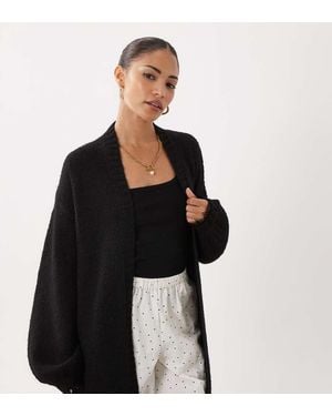 Miss Selfridge Cárdigan Maxi Con Detalle De Puño De Encaje En - Negro