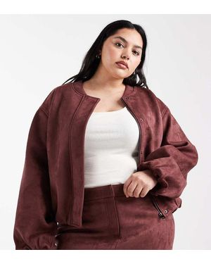 4th & Reckless Chaqueta Bomber De Antelina De (Parte De Un Conjunto)-Gris - Rojo