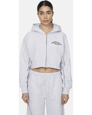 Good For Nothing Cropped Zip Through Hoodie - White