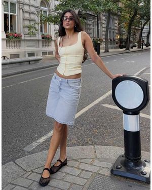 Bershka baggy Denim Shorts - Grey