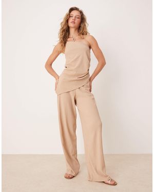 ASOS Pantalon d'ensemble ample en tissu texturé effet linéaire - taupe - Neutre