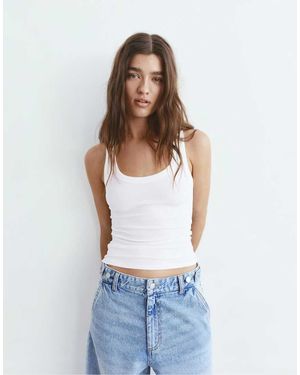 Pull&Bear Basic Tank Top - White