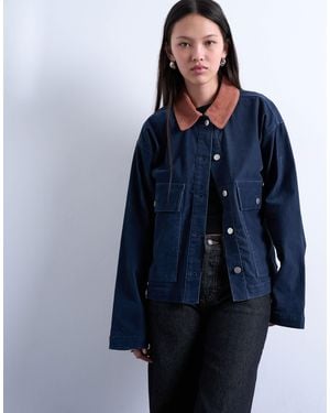 TOPSHOP Cut Cord Jacket With Contrast Cord Collar - Blue