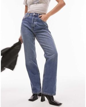 Topshop Hourglass Kort High Rise Straight Jean - Blue
