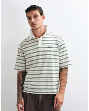 Colt MCR Colt X Asos Exclusive Golfers Contrast Collar Stripe Polo Shirt - Grey