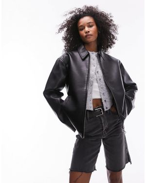 TOPSHOP – jacke aus kunstleder - Schwarz