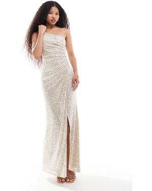 TFNC London Sequin One-Shoulder Maxi Dress - White
