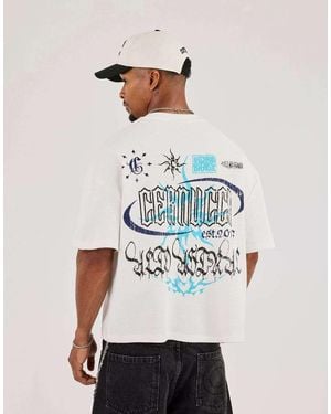 CERNUCCI Waffle Boxy Back Print T-Shirt - White