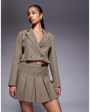 River Island Checked Kilted Skort With Buckle Detail - Grey