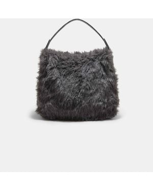 Stradivarius Faux-fur-schultertasche - Schwarz