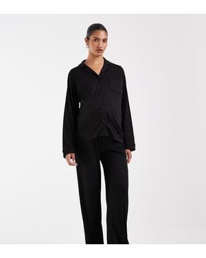 Loungeable Maternity Set Pigiama Con Top A Rever - Nero