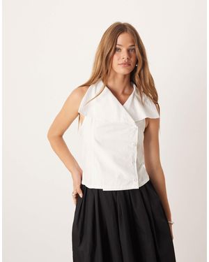 Motel Zosia Asym Tailored Button Up Blouse - White