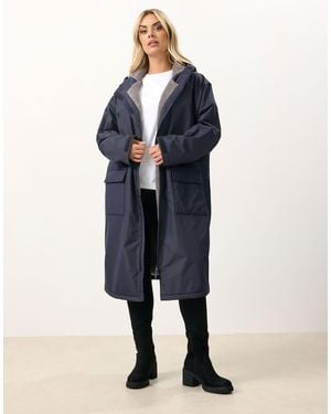 Yours Clothing Waterproof Fleece Lined Robe - Blue