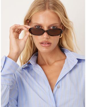Mango – schmale, ovale sonnenbrille - Blau