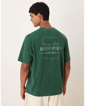 Abercrombie & Fitch Camiseta Extragrande De Manga Corta Con Estampado Gráfico Vintage En La Espalda De - Verde