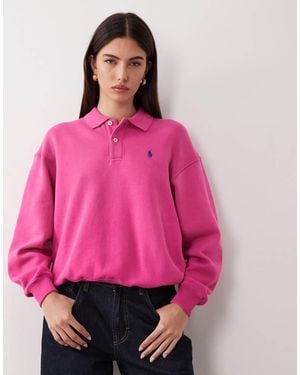 Polo Ralph Lauren Icon Logo Collared Rugby Sweatshirt - Pink