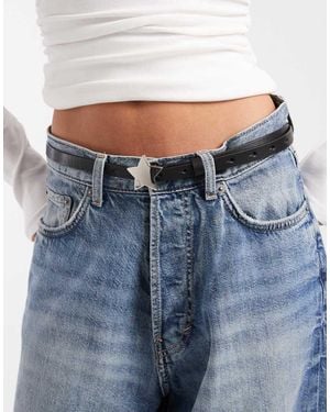 ASOS Skinny Belt With Silver Star Buckle - Blue