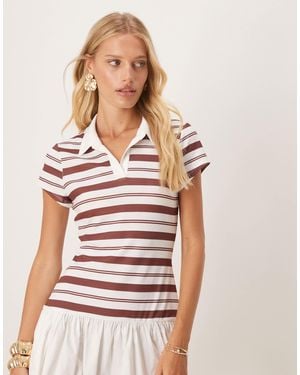 ASOS Short Sleeve Polo Mini Dress With Poplin Skirt - White