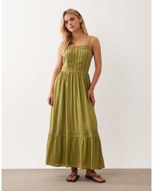 Miss Selfridge Lace Insert Maxi Dress - Green