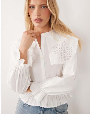 River Island Camicia Corta Bianca Con Dettagli - Bianco