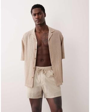 ASOS Seersucker Swim Shorts - Natural