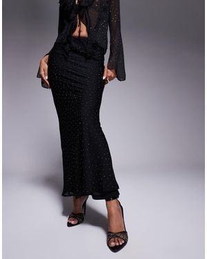 New Look Co-ord Embellished Chiffon Maxi Skirt - Black