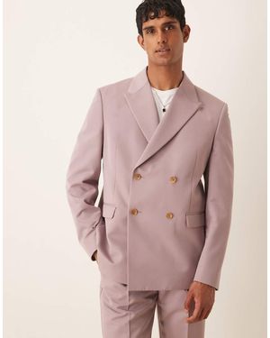 ASOS Relaxed Double Breasted Suit Jacket - Pink