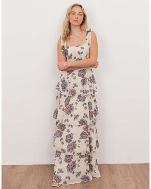 ANAYA Tie Shoulder Tiered Maxi Dress - Natural