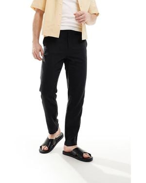 New Look Linen-Blend Trouser - Black