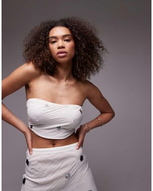 emory park Sequin Applique Bandeau Top Co-ord - White