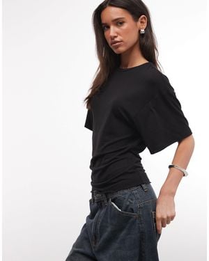 Weekday Slightly Sheer Cinched Waist T-shirt - Black