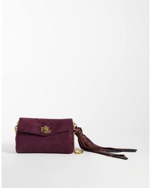 Ralph Lauren Borsa A Spalla Grande Con Patta Ripiegabile Bordeaux - Viola