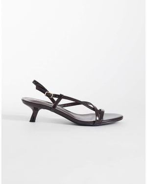 Glamorous Kitten Heeled Strappy Sandals - Natural