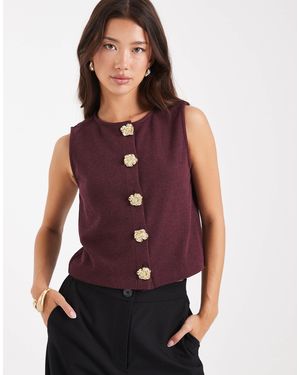 Miss Selfridge Flower Metal Trim Waistcoat - Purple