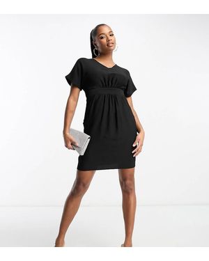 Closet London Petite Belted Tulip Mini Dress - Black