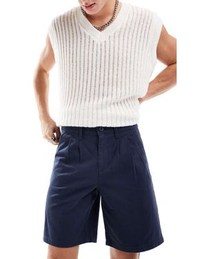 ASOS Pantaloncini Chino Con Doppia Piega - Blu