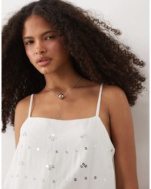 Mango Teen Embellished Cami Top - White