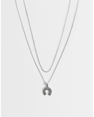 Reclaimed Vintage Unisex Two Row Necklace Vintage Style Horse Shoe - White