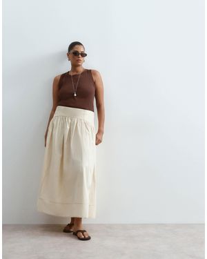 ARRANGE Curve Drop Waist Maxi Skirt With Topstitching Detail - White