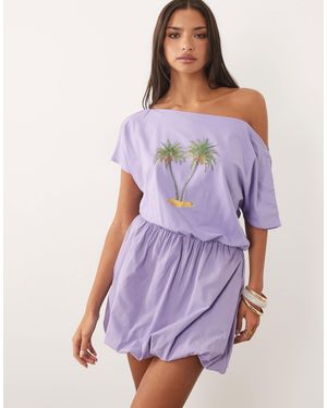 ASOS Printed Palm Tree Dress - Purple