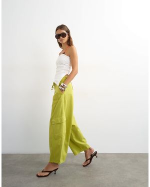 TOPSHOP Cargo-hose mit bindegürtel - Grün