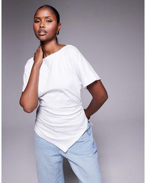 River Island Camiseta Blanca Con Lateral Drapeado De - Azul