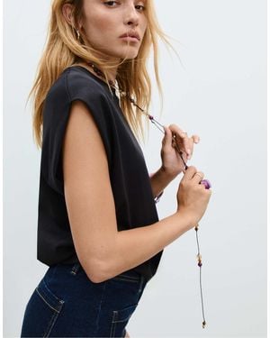 Stradivarius – ärmelloses basic-t-shirt - Blau