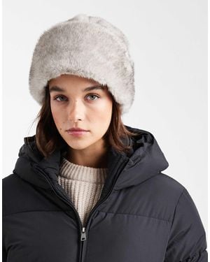 Pieces Faux Fur Fluffy Bucket Hat - Blue