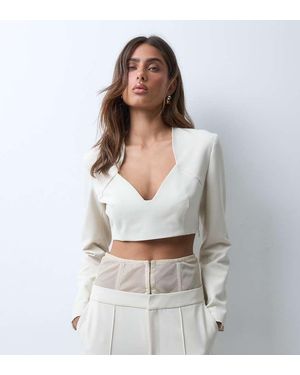 ASOS Asos X The Sourced Collection Getailleerde Top Met Hartvormige Halslijn - Wit