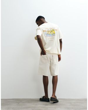 Jack & Jones Oversized T-shirt With Oyster Backprint - White